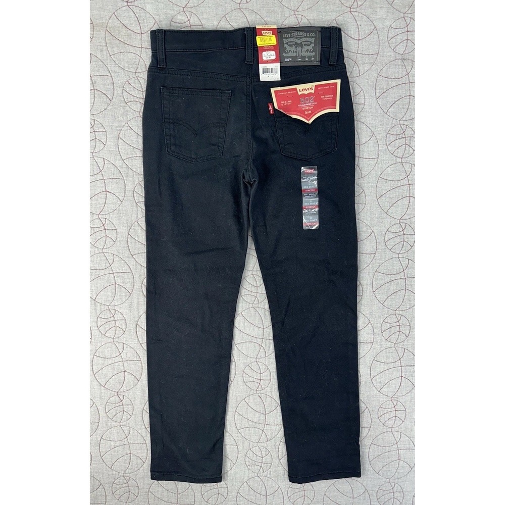NWT Levi's Boys 502 Regular Black Taper Chino Kids 26x27 / Kids 12 Reg - Picture 3 of 4